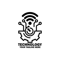 Abstract Initial Logo. Black color isolated on White Background. Technology  Branding Logos. Flat Vector Logo Design Template Element icon.