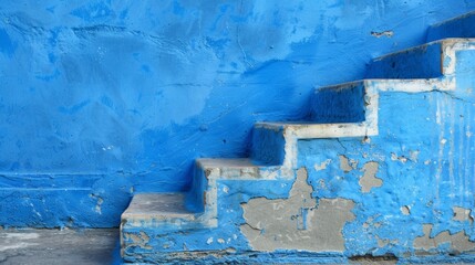 Concrete Stairway Blue Wall