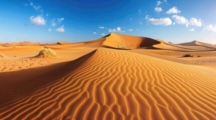 Fototapeta na wymiar Beautiful desert sand at midday view. AI generated image