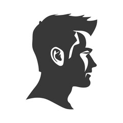 Silhouette men head thick black color only 