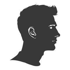 Silhouette men head thick black color only 