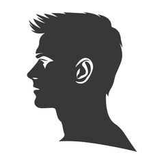 Silhouette men head thick black color only 