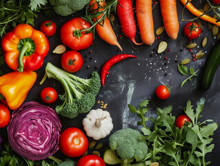 Fresh Vegetables Assortment on Slate Background