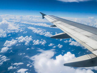 Fototapeta premium Wing Over Clouds - Aerial View