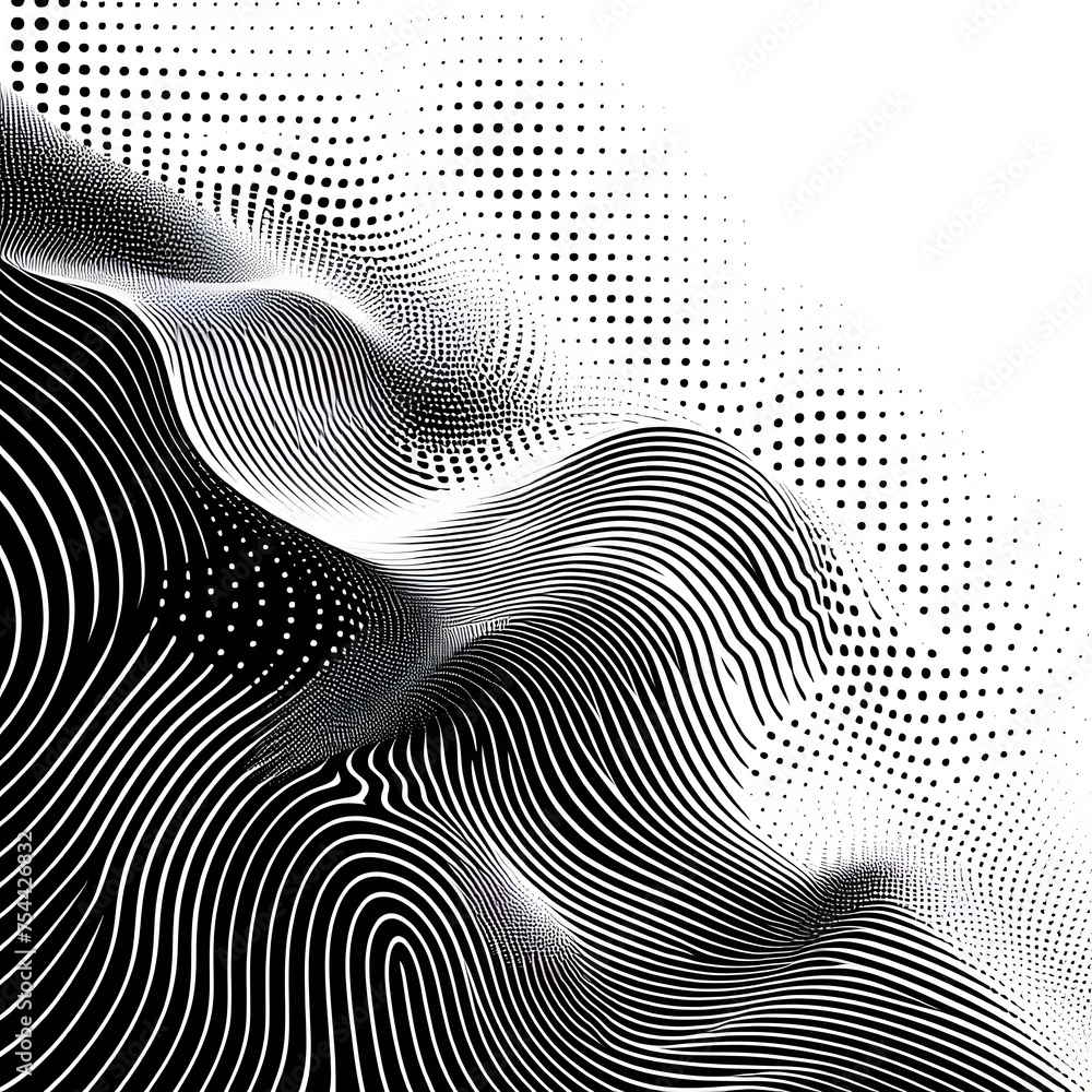 Poster abstract wavy pattern. black and white background. vector illustration generative by ai