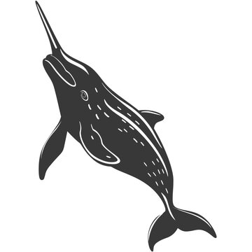 recommend clip art: Silhouette narwhal animal black color only full body