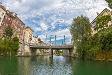 View of the Cobblers' Bridge, Ljubljana, Slovenia - 754427059