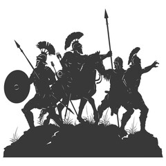 silhouette of a ancient war situation black color only
