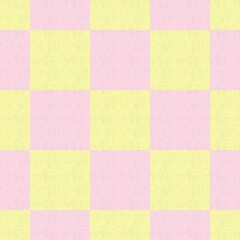 Seamless pattern with a chess cage in yellow-pink shades. Suitable for interior, wallpaper, fabrics, clothing, stationery.