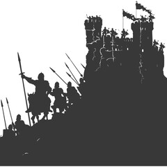 Fototapeta na wymiar silhouette of a ancient war situation black color only