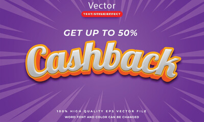 Cashback text effect with 3d style