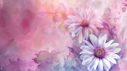 Daisy flower with watercolor style for background and invitation wedding card. AI generated