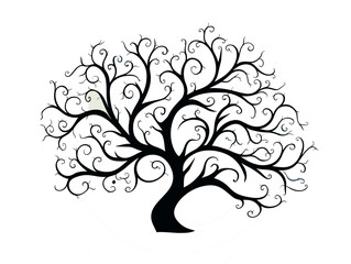 Obraz premium simple Vector in modern thin line style of Whimsical tree