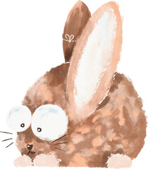 Cute bunny gouache painting. Funny stylized rabbit illustration. Modern Easter clipart - 754431434