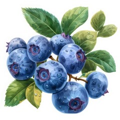 Blueberry white background flat illustration