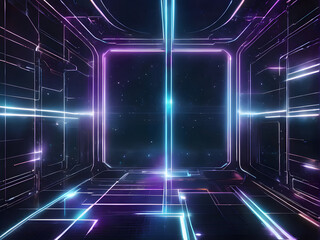 Obraz premium abstract background with glowing lines, sci fi background with holographic lines