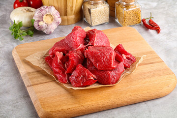Sliced raw beef meat for cooking