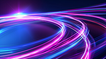 An abstract, neon-hued background takes shape as a high-energy singularity glows in space in this 3D rendering,Abstract neon colorful backgr ound. Banner with helix lines on dark gradient and blurred 