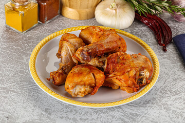 Raw marinated chicken drumstick for cooking