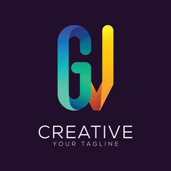 letter gv gradient colorful logo