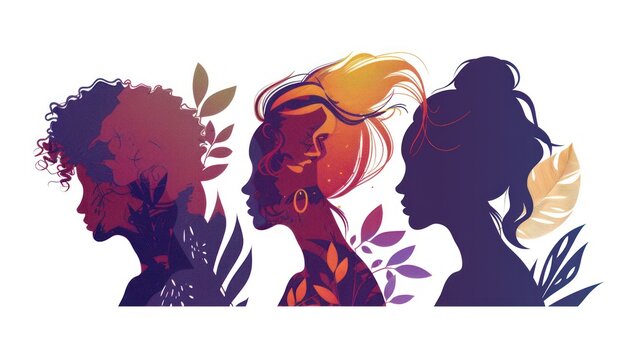 Illustration of silhouette mystic and exotic women. AI generated image