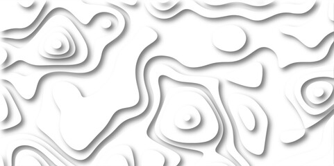 Abstract wavy line 3d paper cut white background with shadows. Abstract realistic papercut decoration textured with wavy layers. Topographic contour lines vector map seamless pattern vector.