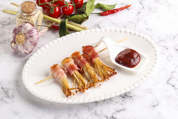 Grilled enoki mushroom with bacon