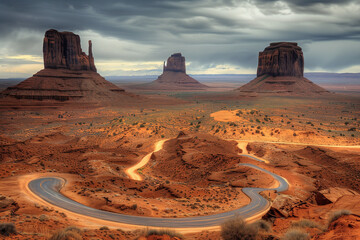 amazing pictures monument alley in arizona nation.AI generated