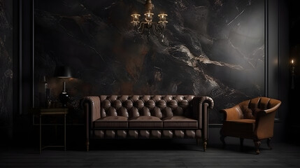 A backdrop of deep black adorned with a marbled vintage grunge texture - obrazy, fototapety, plakaty