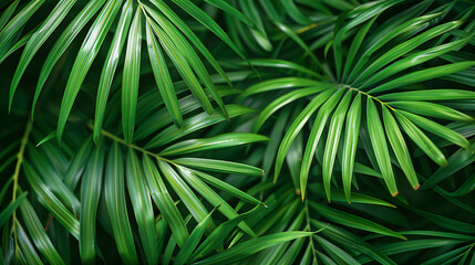 Green tropical leaves. Background wallpaper. Generative AI