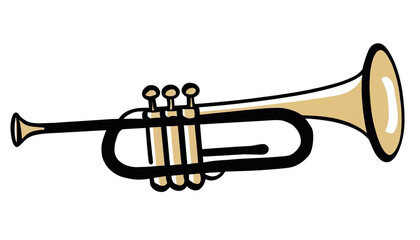 Trumpet musical instrument illustration. Flat design on a white background - obrazy, fototapety, plakaty
