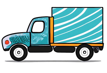 Flat drawing truck, icon, illustration on white background