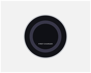 Wireless battery charger and smartphone or tablet - Vector illustration. Wireless charger infographics. Wireless charging technology concept on white background.