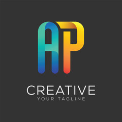 letter ap design gradient colorful logo