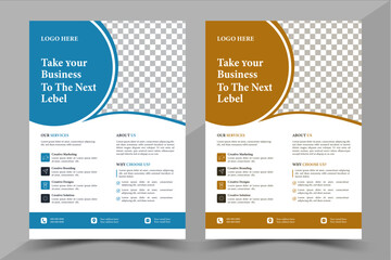 Corporate modern business flyer template design set,  eye catching flyer design, flyer in A4 with colorful business proposal, modern with orange and blue flyer
