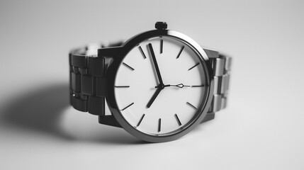 wristwatch with a stainless steel band