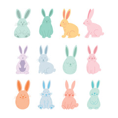 Spring rabbits Easter bunny. Cute Easter bunnies.