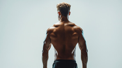 Espalda de un deportista musculoso - obrazy, fototapety, plakaty