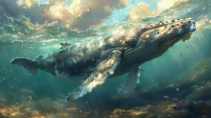Whale under the sea generative ai