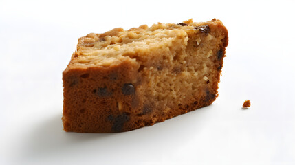 a piece of tea cake on a white background