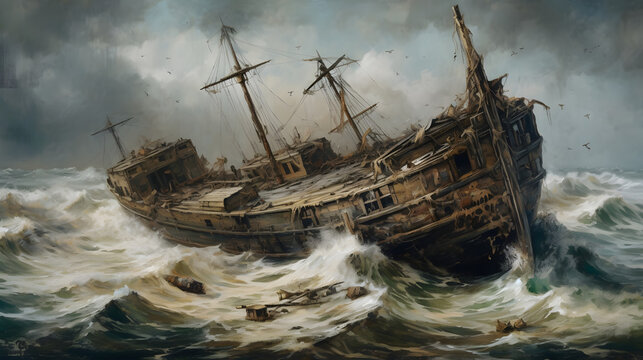 a shipwreck at sea © Oleksandr