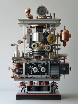 Electrical Generator as a Work of Art and Steampunk Steam Engine Sculpture, To convey the intersection of art and technology through detailed and