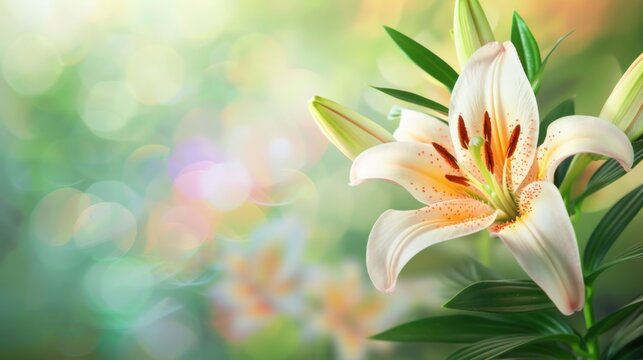 Beautiful lily flower closeup view. AI generated image