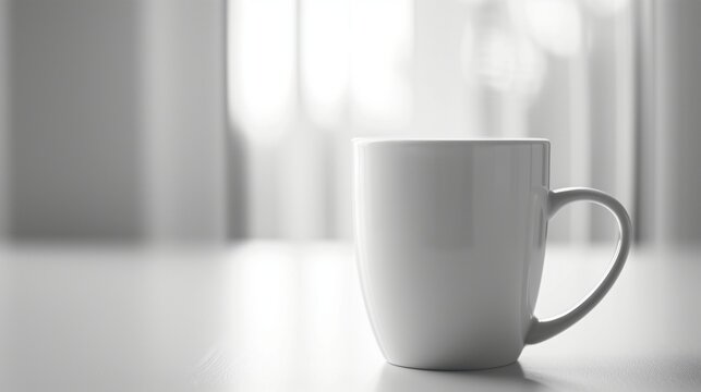 A serene moment captured in the stillness of the blank white coffee mug.