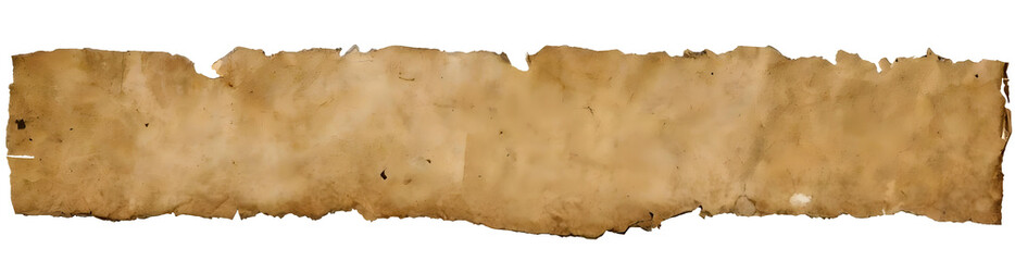 blank strip of paper. aged and old, with rough, irregular edges and a brown color