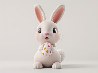 3d cartoon cute easter bunny in a white background. Adorable rabbit isolated on a white background