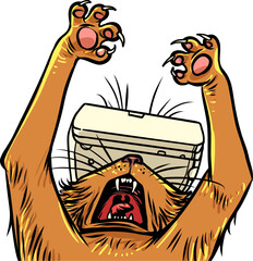 A VR device was put on the cat. Conflict between natural and technological. Our pets in funny everyday life.