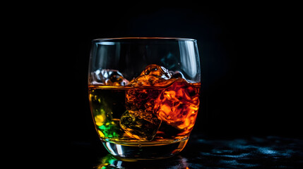 alcoholic drink on a black background