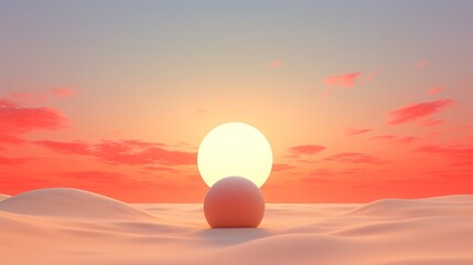 Luminous glow of a setting sun on the horizon warm tones