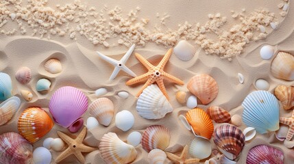 Fototapeta na wymiar Intriguing textures of sand and shells isolated background pastel object commercial